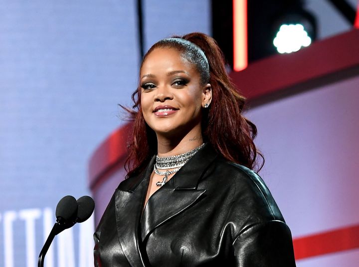 Rihanna appears on stage at the BET Awards in Los Angeles on Sunday. 