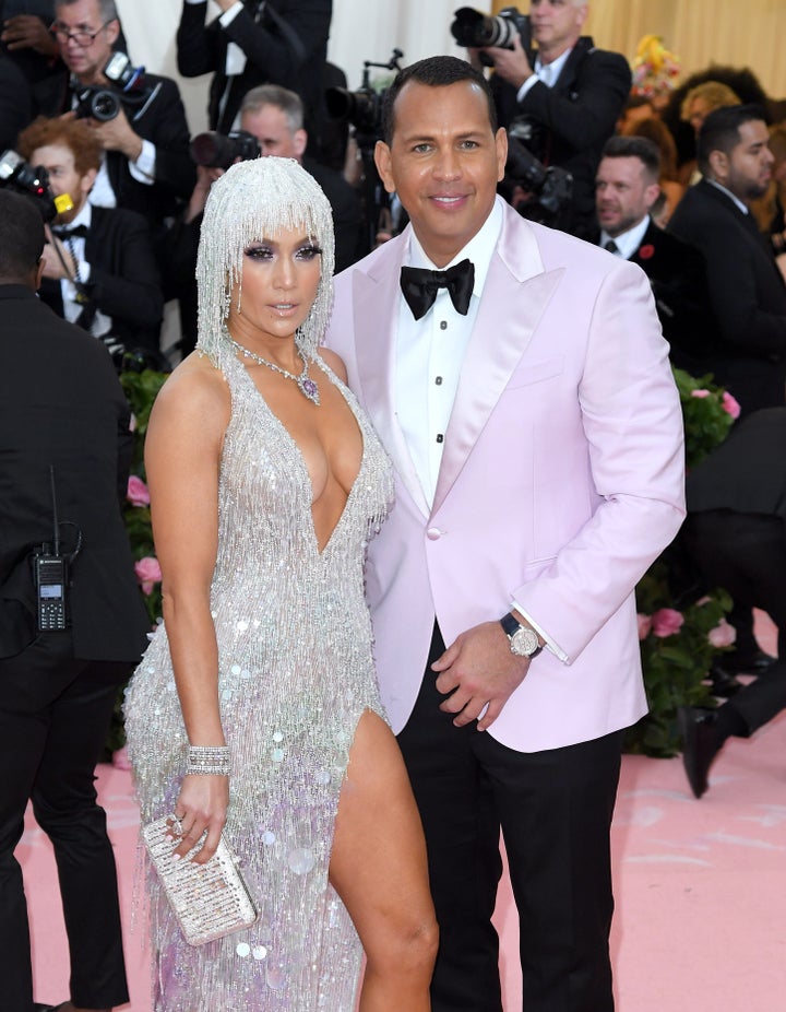 Jennifer Lopez and Alex Rodriguez arrive for the 2019 Met Gala at the Metropolitan Museum of Art on May 6 in New York City.