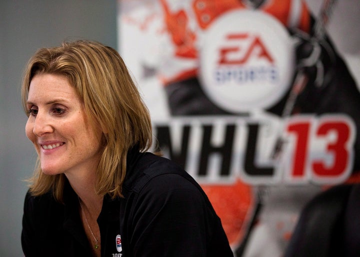 Hayley Wickenheiser pictured promoting her appearance in "NHL 13."