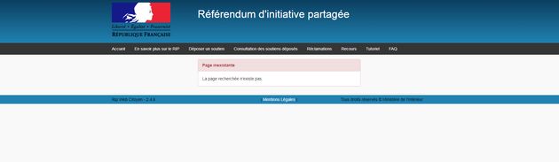 La page permettant de comptabiliser facilement les soutiens au référendum, bloquée...