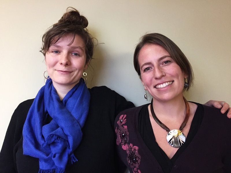 Josephine Ferorelli (l) and Maghan Kallman (r), co-founders of Conceivable Future, say they are trying to inject some humanity into the debate on climate change by talking about the personal way it affects people's lives. 