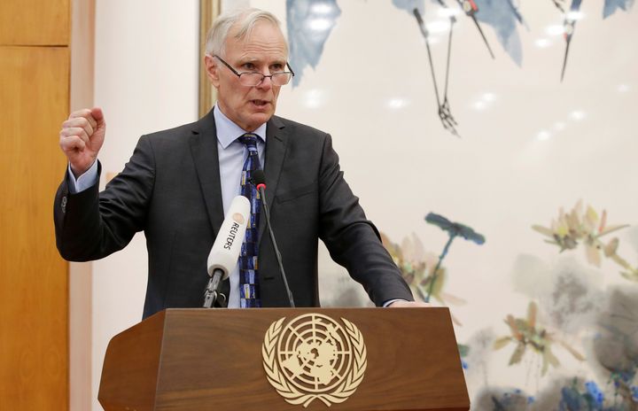 Philip Alston, the U.N.'s special rapporteur on extreme poverty and human rights, attends a news conference in Beijing, China, August 23, 2016.