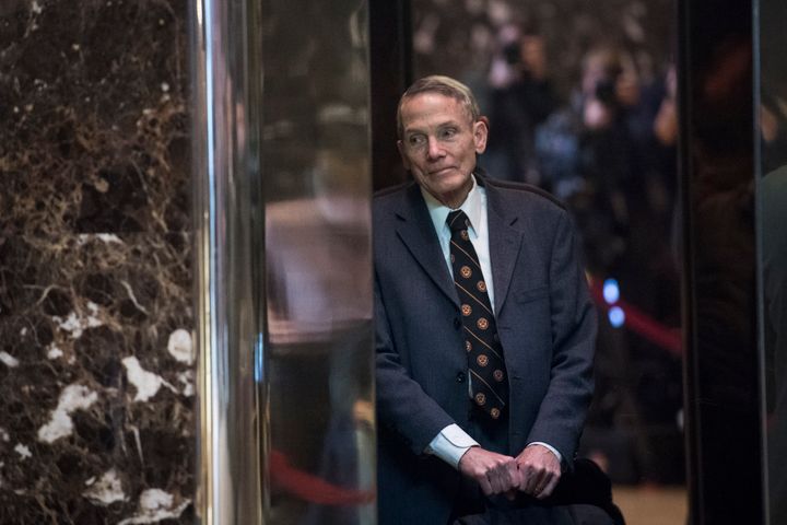 William Happer in the lobby of Trump Tower in Manhattan on Jan. 13, 2017. The retired physicist is leading a White House effort to challenge the science that shows climate change caused by human activity has become an immediate threat.
