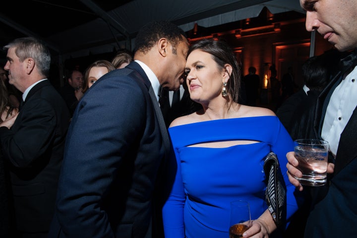 Sarah Huckabee Sanders at the 2018 White House Correspondents' Dinner. After comedian Michelle Wolf made several jokes at Sanders's expense during her remarks, several members of the press defended Sanders.