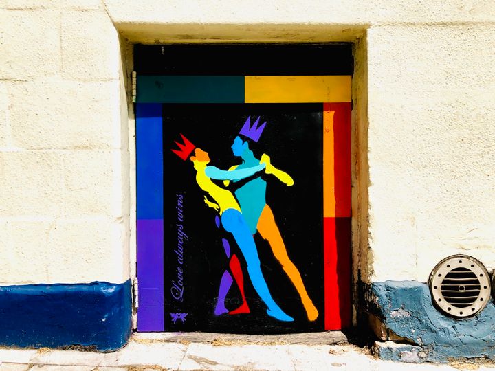 "Love Always Wins," painted on the side of The Winchester in Angel, London, by street artist Pegasus, honors Pride Month and the Stonewall Riots anniversary.