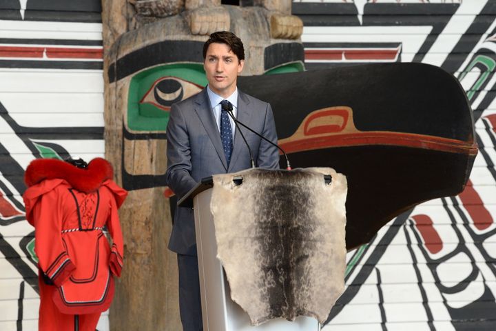 Prime Minister Justin Trudeau speaks during ceremonies marking the release of the Missing and Murdered Indigenous Women report in Gatineau, Que. on June 3, 2019.
