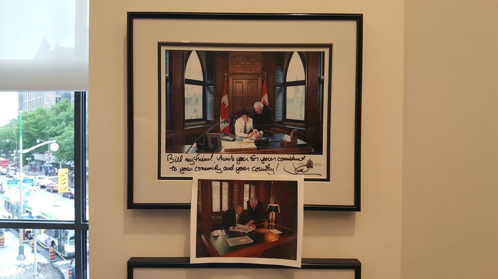 A photo on the wall of Bill Casey's office in Ottawa.