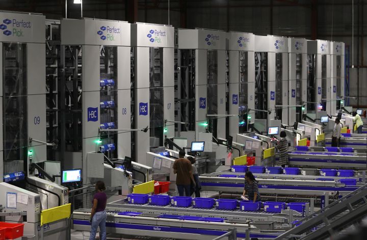 An automated system at the Hudson's Bay Company distribution centre in Toronto, May 29, 2017.