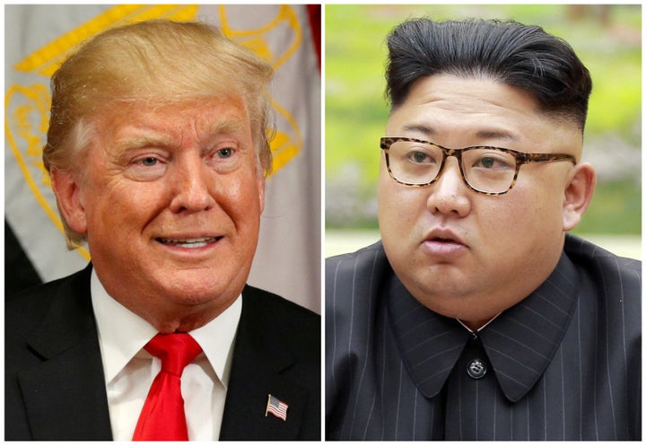 トランプ大統領（左）と金正恩委員長