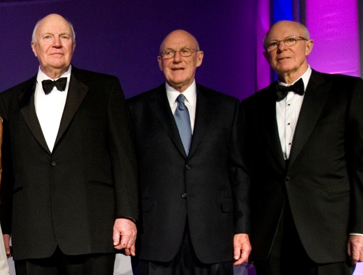 James K. Irving, left, Arthur Irving, middle, and Jack Irving, right, at the Business Hall of Fame gala dinner in Toronto on May 6, 2008.