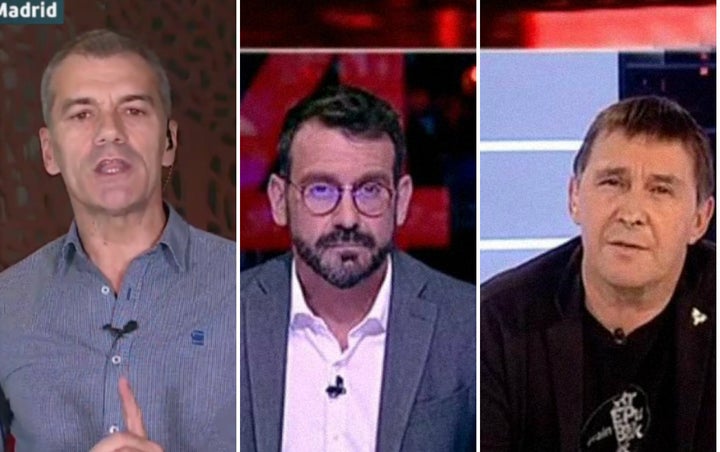 De izquierda a derecha: Toni Cantó, Marc Sala y Arnaldo Otegi.