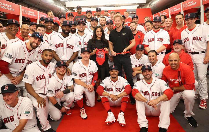 Harry and Meghan with the Boston Red Sox ...