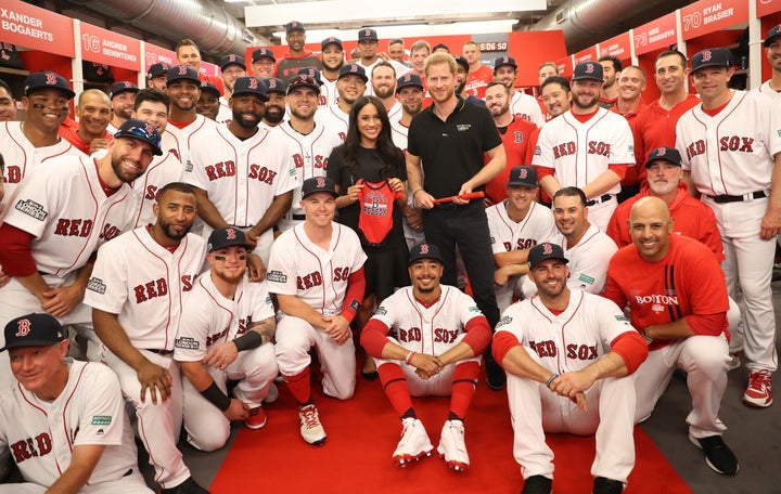 Harry and Meghan with the Boston Red Sox ...