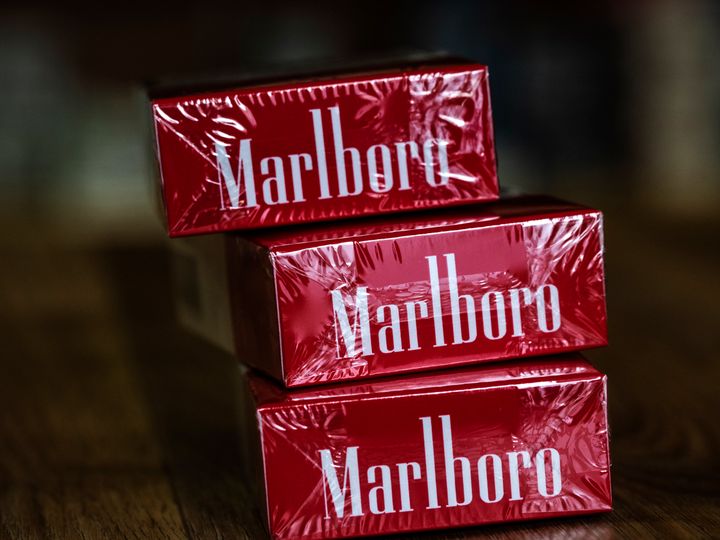  A pack of Philip Morris International Inc. Marlboro Red cigarettes seen in a store.