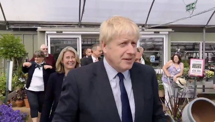 Boris Johnson at a garden centre in Kent on Monday 