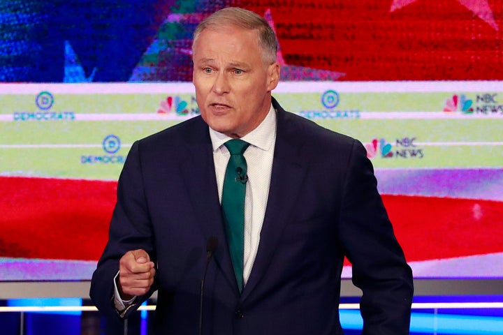 Democratic presidential candidate Washington Gov. Jay Inslee speaks during a primary debate on June 26, 2019, in Miami.