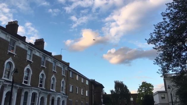 Offerton Road, Clapham, where the body fell on Sunday.