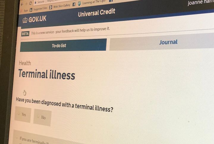 The application process for Universal Credit includes questions about terminal illness