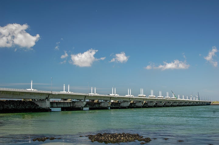 This flood barrier boasts 62 steel doors that can be closed when the water gets too high. It was made to last for 200 years. Due to sea level rise, it will probably have to be replaced around 2050.