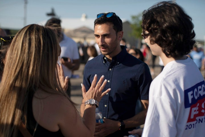 Ontario Minister of Education Stephen Lecce mingles at Ford Fest in Markham, Ont., on June 22, 2019. 