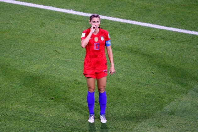 United States' Alex Morgan celebrates her side's second goal.