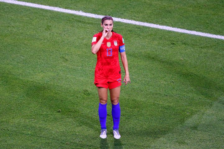United States' Alex Morgan celebrates her side's second goal.