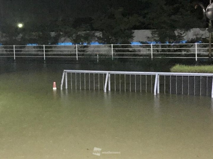 西日本豪雨時の岡山市内の夜間の様子(2018-07-07)