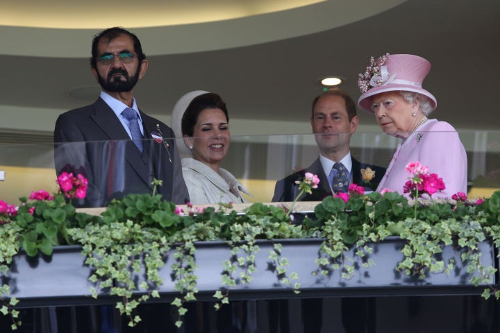 Sheikh Mohammed and Princess Haya with the Queen and Prince Edward in the Royal Box at Ascot in 2016