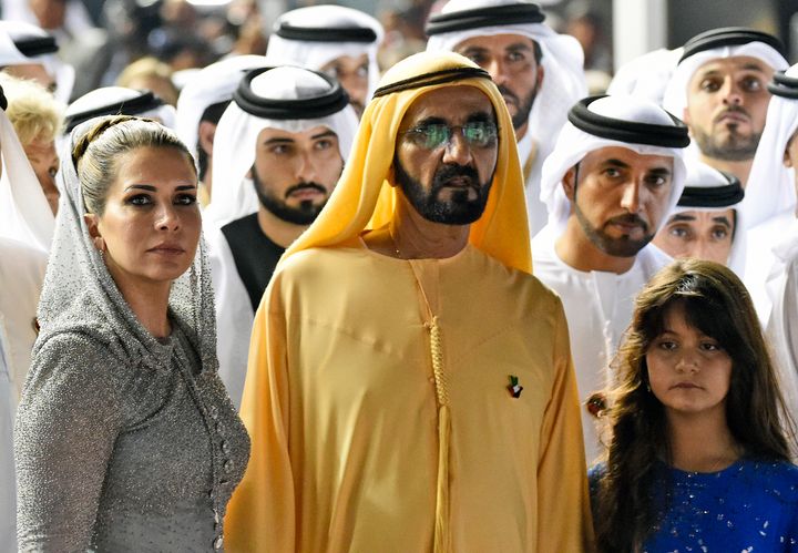 Sheikh Mohammed with Princess Haya at the Dubai World Cup horse racing in 2016