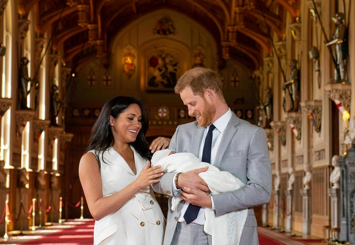 Meghan Markle and Prince Harry with their baby, Archie Harrison Mountbatten-Windsor, on May 8.