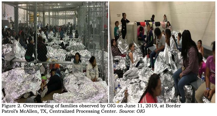 Inspectors observed families crowded into the Border Patrol’s McAllen, Texas, station in June. 