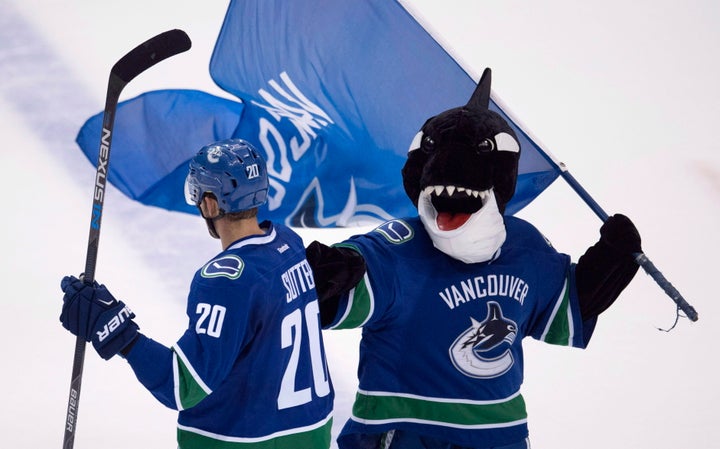 Fin, Vancouver Canucks mascot during a game.