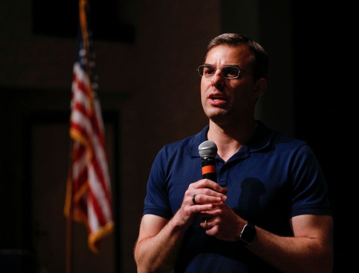 Rep. Justin Amash (R-Mich.) holds a town hall meeting on May 28 in Grand Rapids, Michigan. In an op-ed published Thursday, the congressman said he was leaving the Republican Party. 