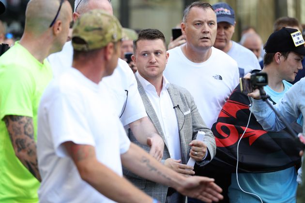 Tommy Robinson arrives at the Old Bailey in London for a committal hearing for alleged contempt of court