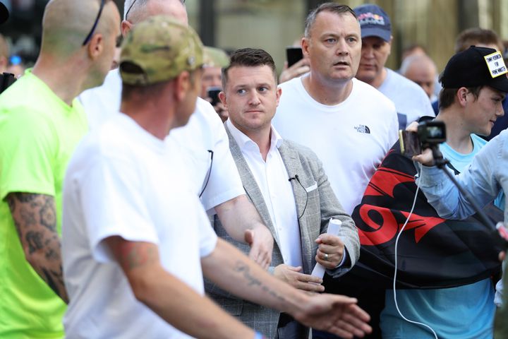 Tommy Robinson arrives at the Old Bailey in London for a committal hearing for alleged contempt of court