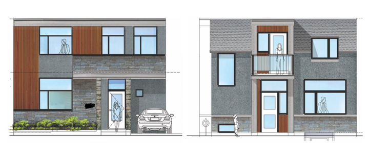 What the Lins anticipate their laneway suite to look like, including a carport backing on to the the laneway (left) and other side facing the backyard.