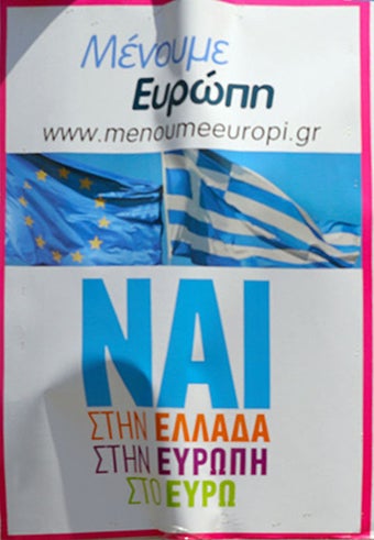 Αφίσα της κίνησης "Μένουμε Ευρώπη" υπέρ του ΝΑΙ 