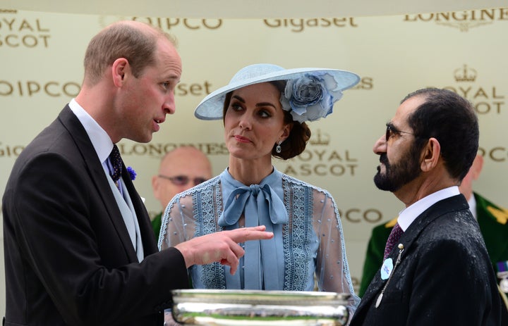 Princess Haya noticeably did not attend Ascot this year - though her husband, seen here with the Duke and Duchess of Cambridge on 18 June - did