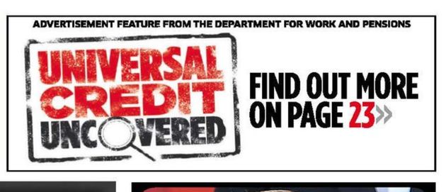 'Uncovered': The adverts ran on the front page of the Metro newspaper.