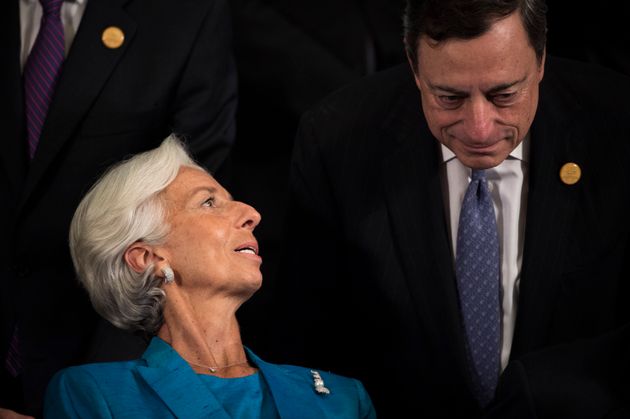 Christine Lagarde, actuelle directrice générale du FMI, et Mario Draghi, actuel président...