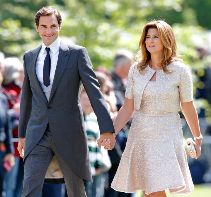 Roger and Mirka Federer attend the wedding of Pippa Middleton and James Matthews at St Mark's Church on May 20, 2017 in Englefield Green, England.