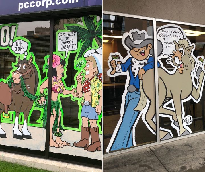 Just a few examples of the images adorning Calgary's storefronts and buildings this week. 