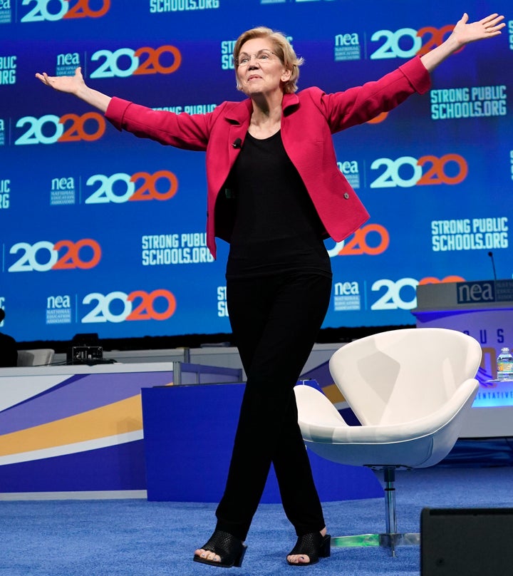 Sen. Elizabeth Warren at the forum hosted by the National Education Association.