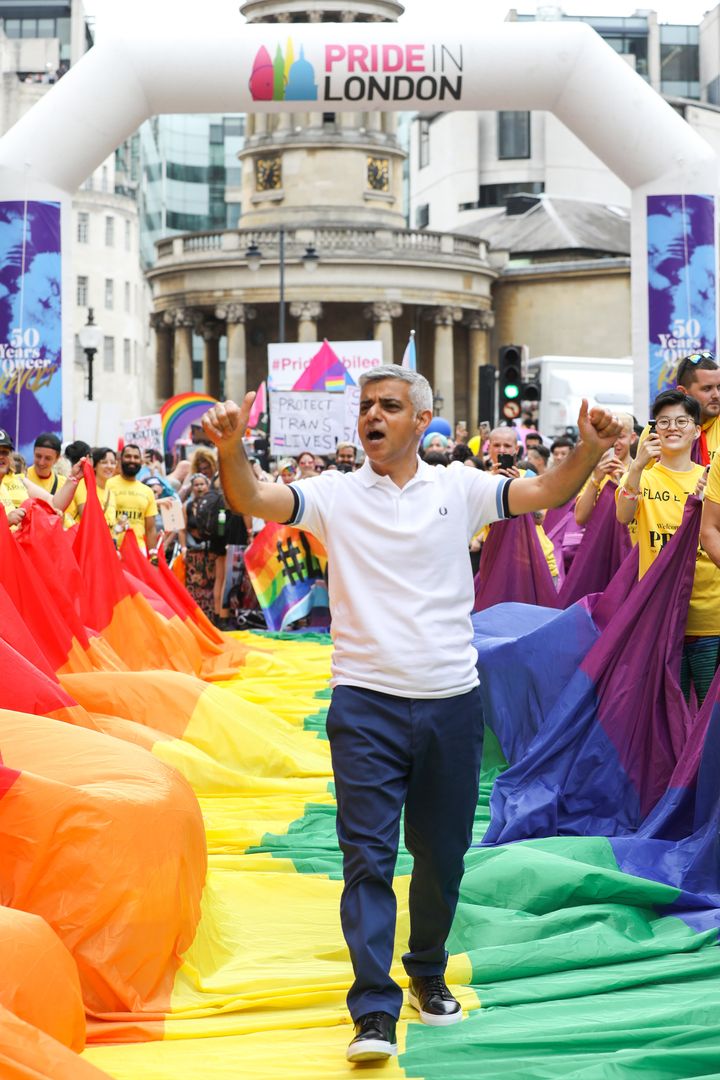 Sadiq Khan helped launch the 2019 Pride parade in central London.