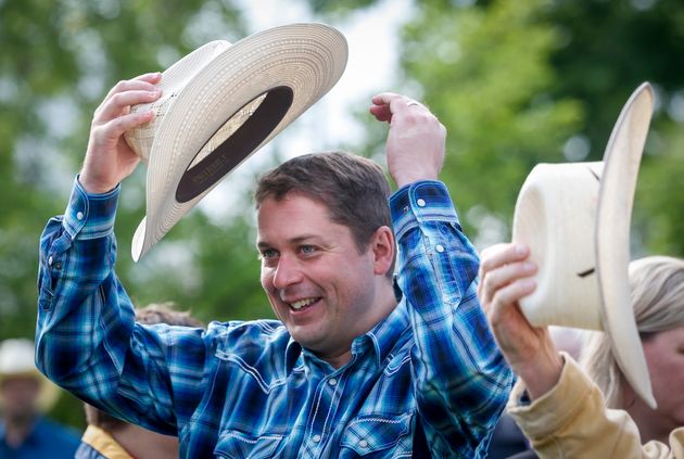 Conservative leader Andrew Scheer attends a Stampede breakfast in Calgary on Saturday.