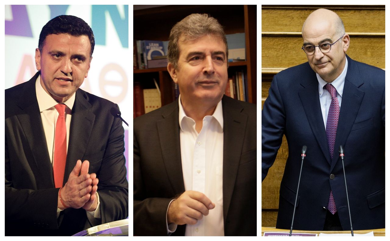 Ο Βασίλης Κικίλιας, υπουργός Υγείας, ο Μιχάλης Χρυσοχοΐδης, υπουργός Προστασίας του Πολίτη και ο Νίκος Δένδιας, υπουργός Εξωτερικών.