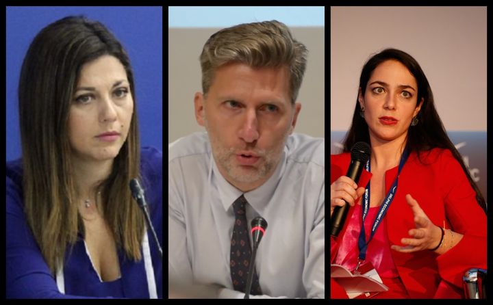 Η υφυπουργός Παιδείας, Σοφία Ζαχαράκη, ο υφυπουργός Δικαιοσύνης, Δημήτρης Κράνης και η Δόμνα Μιχαηλίδου, υφυπουργός Εργασίας και Κοινωνικών Υποθέσεων.