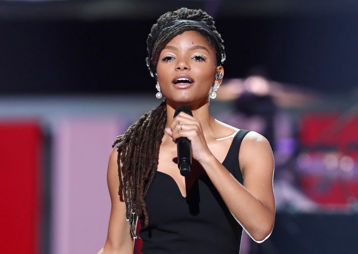 Halle Bailey of Chloe x Halle performing at the Grammy Award on Feb. 12, 2019.
