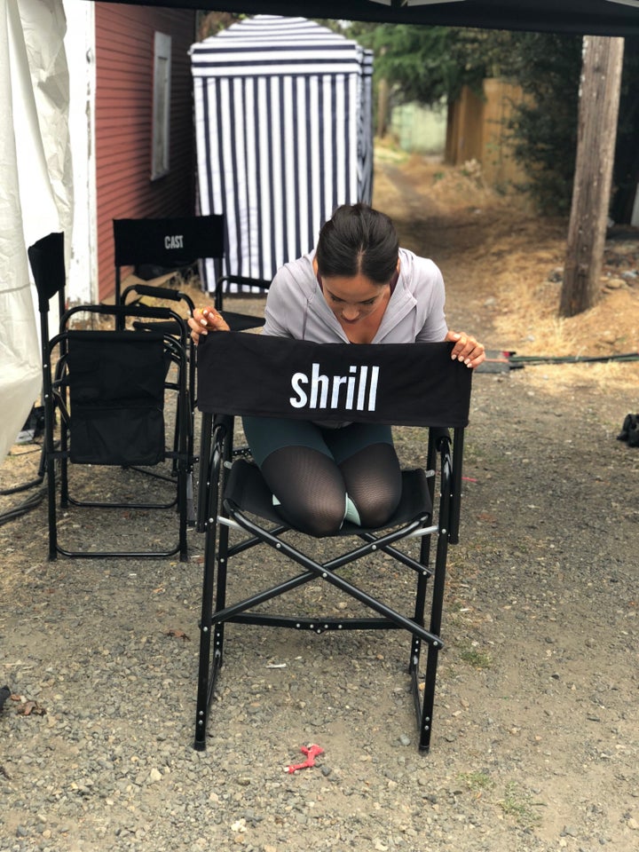 In between shooting scenes in Portland.