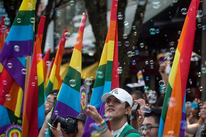 Crowds gather for Vancouver's annual Pride Parade in 2018.